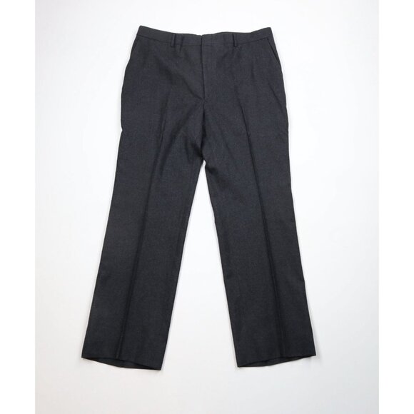 Vtg 70s Saks Fifth Avenue Mens 38x30 Heavy Wool Wide Leg Pants Charcoal Gray USA